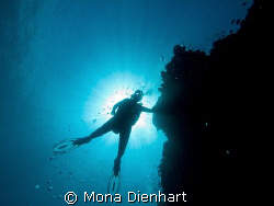 Cath hanging above me at Pescador Island in Moalboal, Cebu by Mona Dienhart 